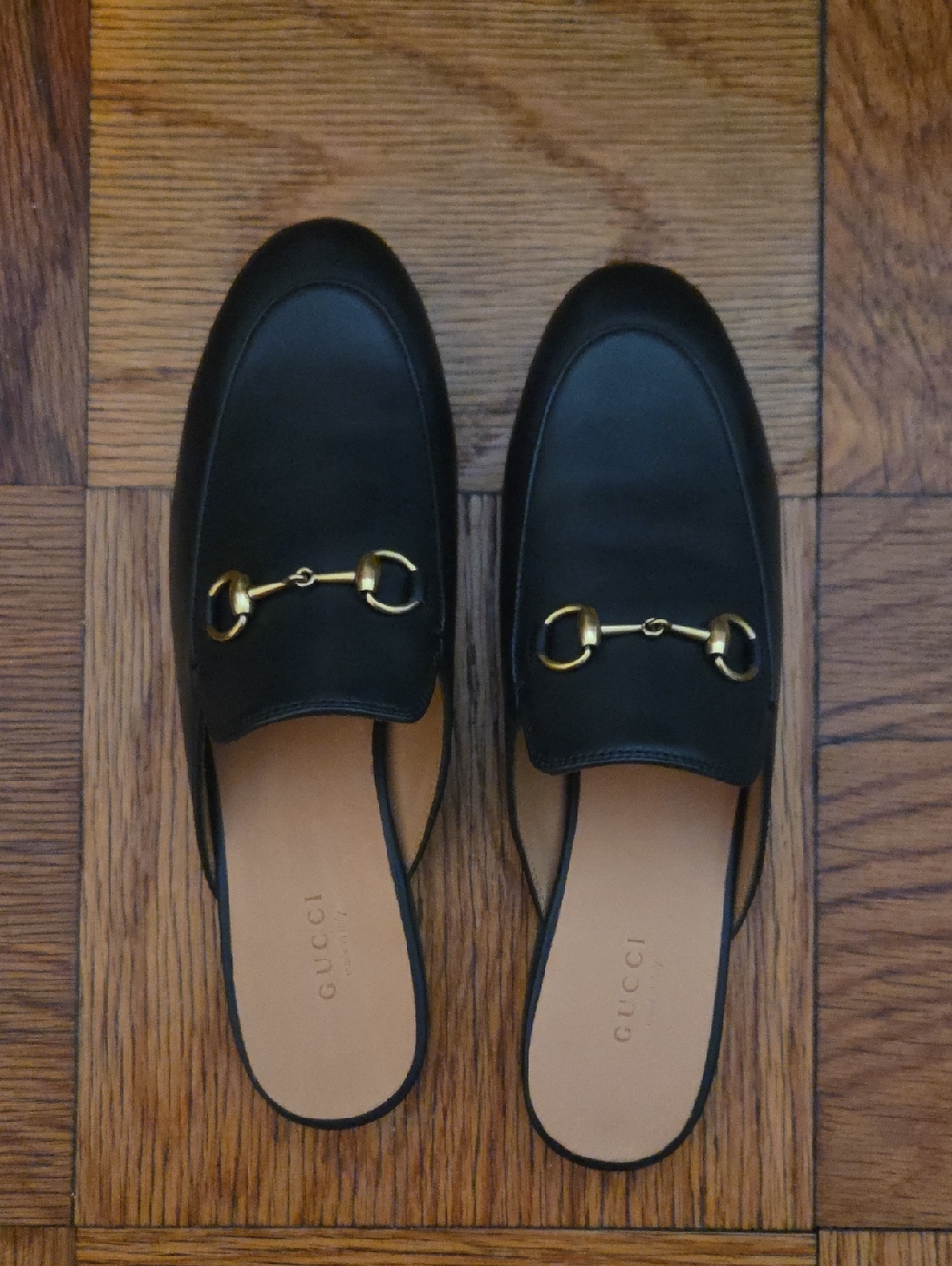 Gucci Black Leather Backless Horsebit Loafers